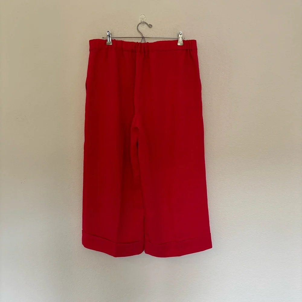 J. Crew Cropped Wide Leg Pull On Pant Red